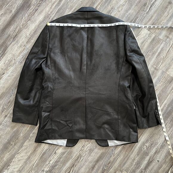 Ralph Lauren Faux Leather Sport Coat Black Blazer Jacket Mens 42R - Picture 7 of 11